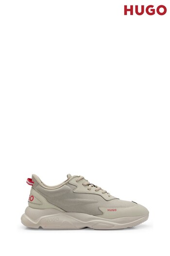HUGO Natural Mixed-Material Lace-up Trainers With Faux Leather (Q74559) | £169