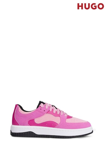 HUGO Pink Low-Top Trainers In Suede With Logo Details (Q74561) | £199