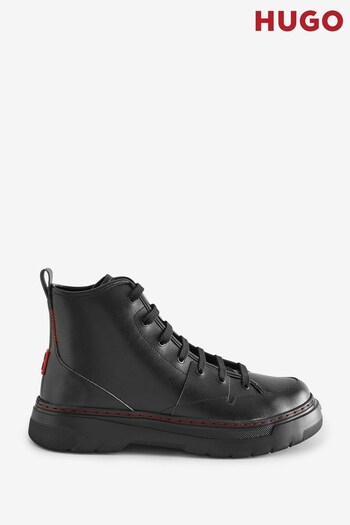 HUGO High Black Top in Split Leather With Red Logo (Q74563) | £229