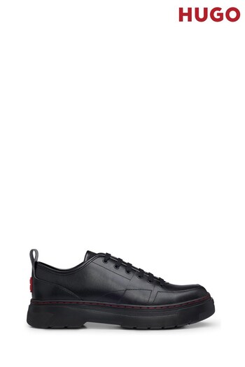 HUGO Leather Oxford Black Shoes with Stacked Logo and EVA Sole (Q74565) | £199