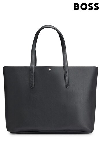 BOSS Black Grained Faux-Leather Shopper Bag With Outline Logo (Q74581) | £239