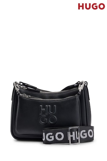 HUGO Cross-Body Black Bag With Detachable Pouches and Debossed Branding (Q74585) | £189