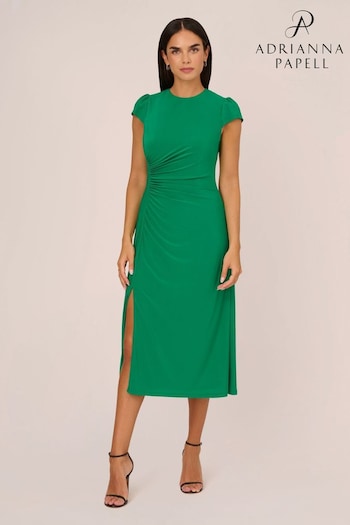 Adrianna Papell Green Jersey Midi Dress (Q74603) | £99