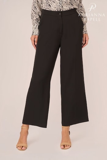 Adrianna Papell Solid Wide Leg Ankle Elastic Back Black Trousers (Q74616) | £79