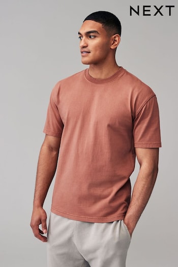 Rust Red Garment Dye Relaxed Fit Heavyweight T-Shirt (Q74639) | £18