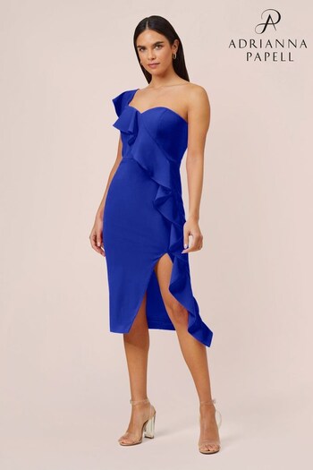 Aidan by Adrianna Papell Blue Knit Crepe Cocktail Dress (Q74641) | £190