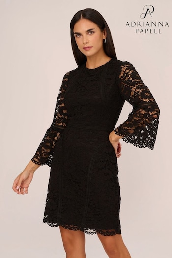Adrianna Papell Lace Short Black Dress (Q74644) | £139