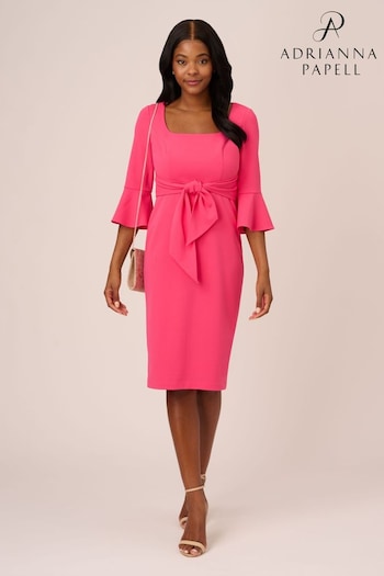 Adrianna Papell Pink Bell Sleeve Tie Front Dress (Q74650) | £149