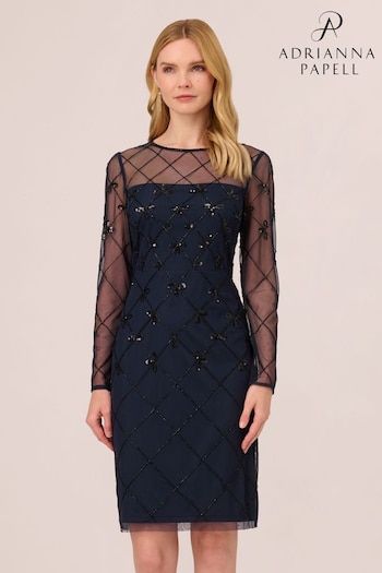 Adrianna Papell Blue Papell Studio Beaded Short Dress (Q74662) | £139