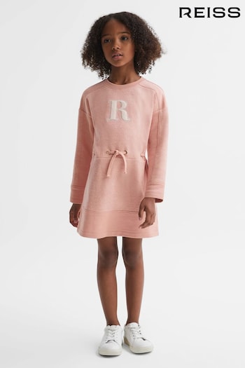 Reiss Apricot Ella Teen Cotton Blend Drawstring patterned-jacquard Dress (Q74791) | £66