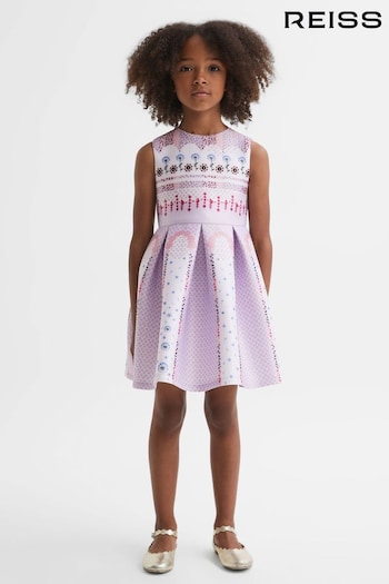 Reiss Lilac Lana Junior Scuba Floral Print Dress (Q74810) | £55