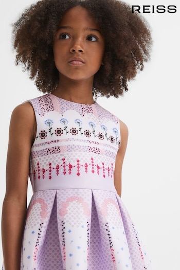 Reiss Lilac Lana Teen Scuba Floral Print Dress (Q74815) | £63