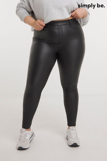 Simply Be Coated Amber Skinny Black Jeggings (Q74833) | £25