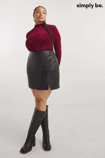 Simply Be Red Textured Velour High Neck Top (Q74835) | £20