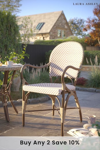Laura Ashley Natural Riviera French Bistro Hand Woven Garden Dining Chair (Q74844) | £295