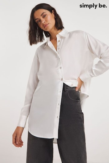 Simply Be Relaxed Fit White Satin Shirt (Q74878) | £26