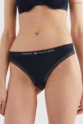 Tommy Preto Hilfiger Blue Tonal Logo Lace Bikini Briefs (Q74891) | £26