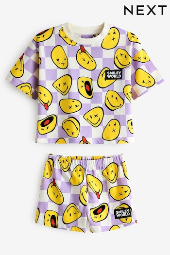 Purple/White Smiley License Short Pyjamas (3-16yrs) (Q74918) | £16 - £21