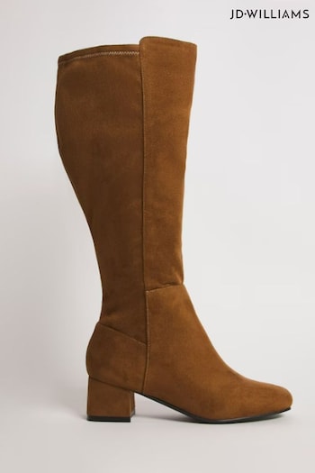 JD Williams Wide Block Heel High Leg Brown Boots golden (Q74952) | £55