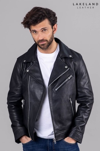 Lakeland Leather Rockcliffe Leather Biker Black Jacket (Q74975) | £279