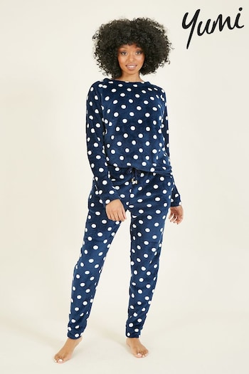 Yumi Blue Spot Super Soft Fleece Pyjamas (Q75107) | £45