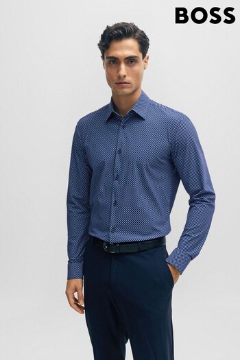 BOSS Blue Slim-fit Printed Performance-stretch Fabric Shirt (Q75108) | £99