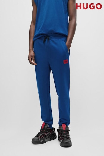 HUGO Blue Cotton Terry Tracksuit Bottoms With Red Logo Label (Q75113) | £89