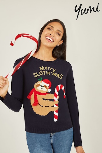 Yumi Blue Sloth Christmas Jumper (Q75117) | £50