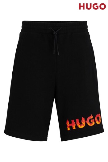 Hugo Cotton-Terry Shorts With Puffed Flame Logo (Q75119) | £99