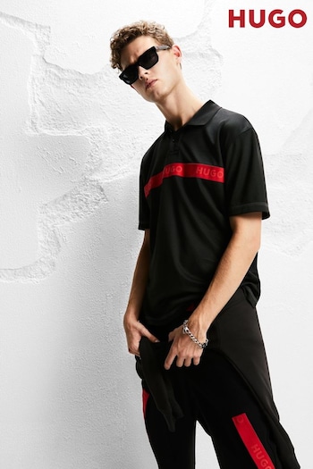 HUGO Black Cotton-blend Regular Polo Shirt (Q75123) | £99