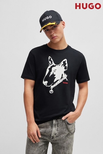 BOSS Black Graphic Dog Print Regular Fit T-Shirt (Q75133) | £69