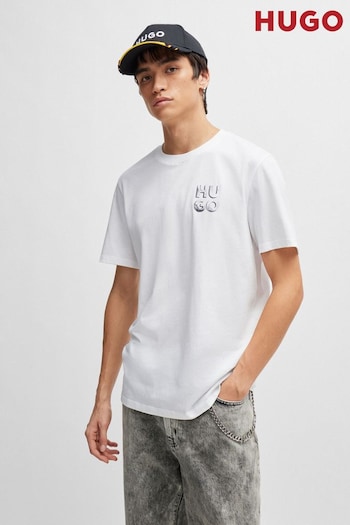 HUGO Cotton-Jersey T-Shirt With Decorative Reflective Logo (Q75137) | £45