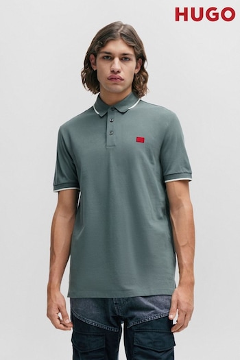 HUGO Green Cotton-Piqué Slim-Fit Polo Shirt With Logo Label (Q75158) | £99