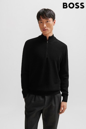 BOSS Black Zip Neck Premium Knitted Jumper (Q75162) | £169