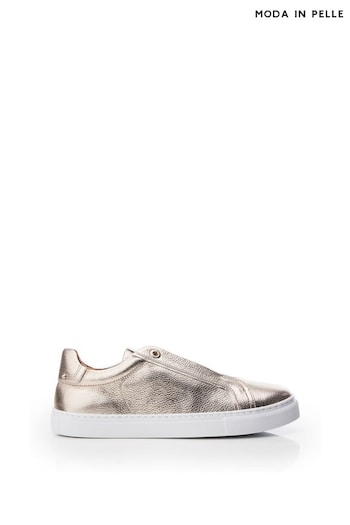 Moda in Pelle Bencina Slip On White Trainers with Elastic (Q75197) | £89