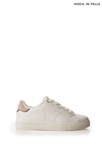 Moda in Pelle Acantha Slab Sole Lace Up Trainers With Star Perforation (Q75201) | £109