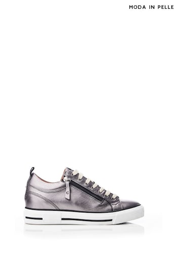 Moda in Pelle Grey Brayleigh Hidden Wedge Trainers With Contrast Counter And Tassle Z (Q75207) | £139