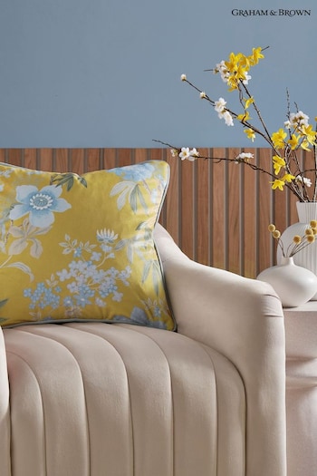 Graham & Brown Yellow Kimono Feather Filled Cushion (Q75221) | £50