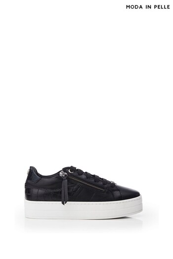 Moda in Pelle Bellahby Lace-Up Slab Black Trainers on Chunky Anelade (Q75223) | £109
