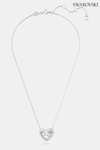 Swarovski Silver Tone Baguette Heart-Shaped Pendant Necklace (Q75227) | £155