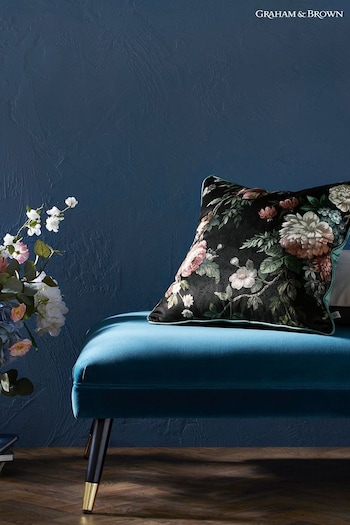 Graham & Brown Black Hauge Fleurs Feather Filled Cushion (Q75228) | £50