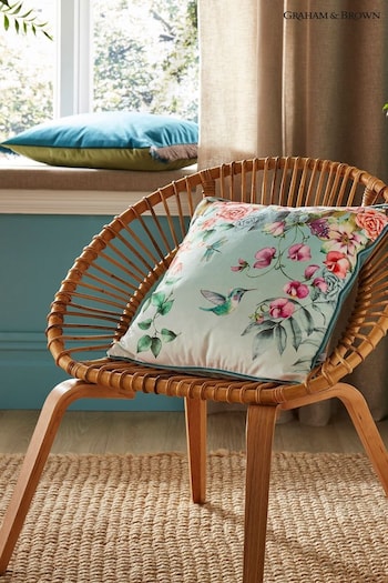 Graham & Brown Blue Etheral Floral Feather Filled Cushion (Q75236) | £50