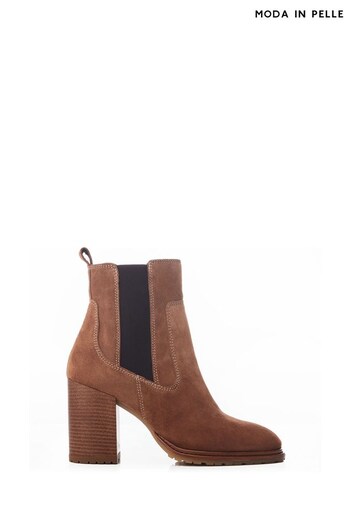 Moda in Pelle Natural Kayari Block Heel Ankle Boots (Q75238) | £149