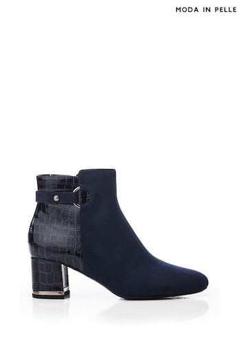 Moda in Pelle Kharis Block Heeled Smart Anlkle Boots With Strap Trim (Q75252) | £149