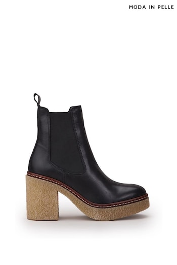 Moda in Pelle Natural Breeanna Short Platform Crepe Heels Boots (Q75257) | £139