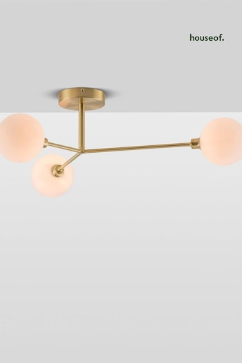 Houseof. Brass 3 Light Flush Ceiling Light (Q75273) | £250