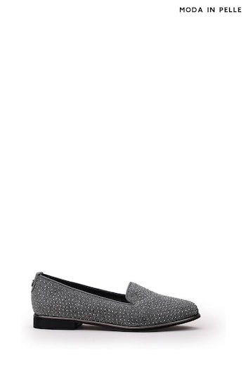 Moda in Pelle Grey Emmas Slip Ons Embellished Smart Shoes (Q75288) | £89