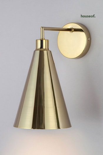 Houseof. Brass Metal Cone Shade Wall Light (Q75294) | £90