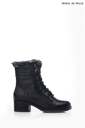 Moda in Pelle Black Alpinne Faux Fur Lined Lace Up Boots (Q75299) | £159