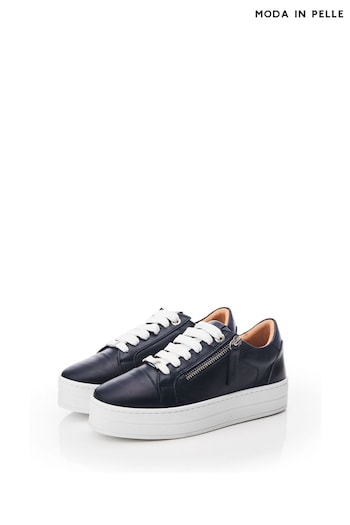 Moda In Pelle Abbiy Chunky Slab Sole Side Zip Lace Up Trainers (Q75311) | £109